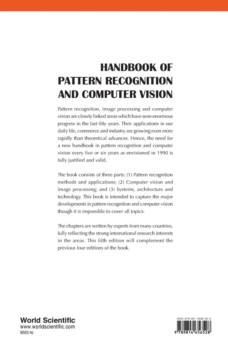 Rückseite: 9789814656528 | HDBK PATTE RECOG &amp; COMP (5TH ED) | C H Chen | Buch | Gebunden | 2015