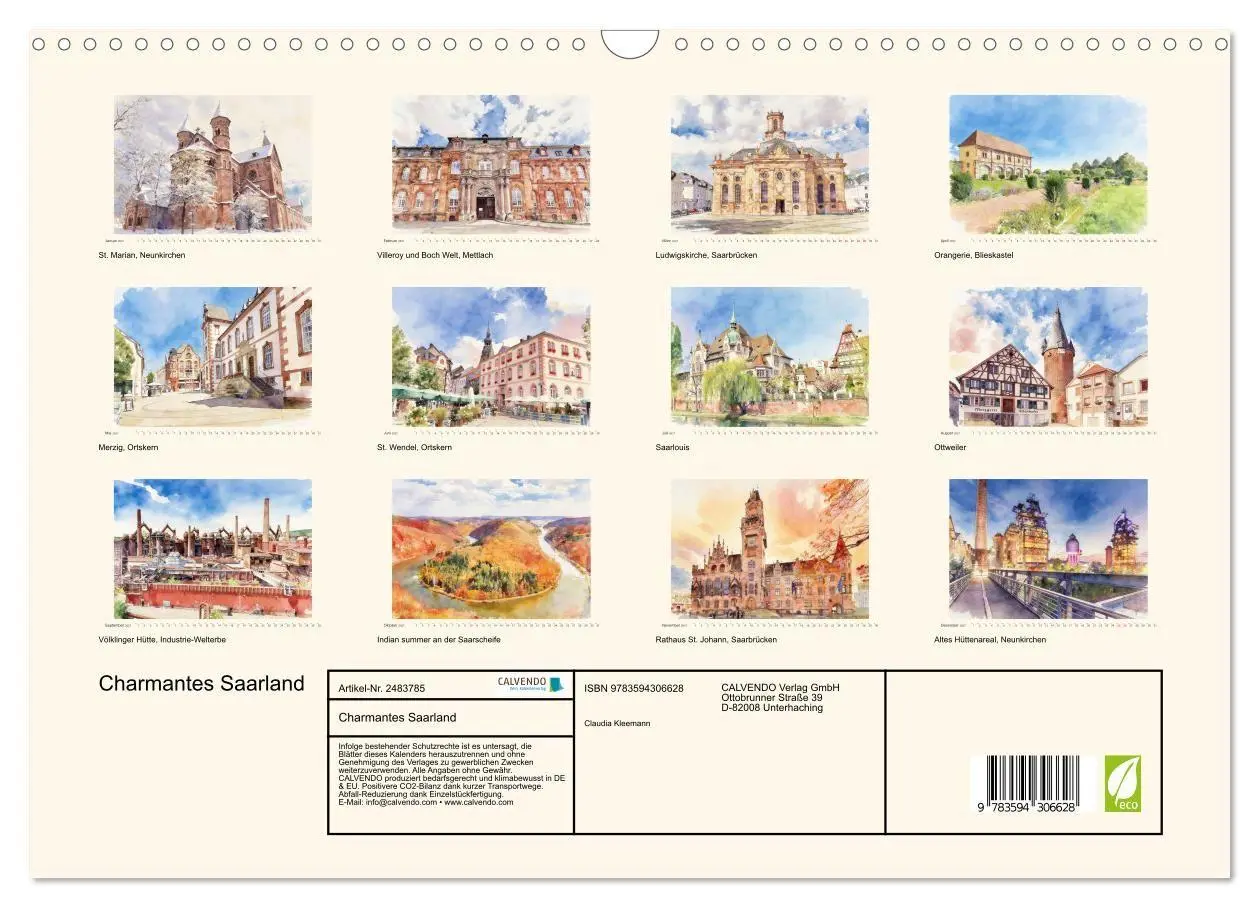 Bild: 9783594306628 | Charmantes Saarland (Wandkalender 2027 DIN A3 quer), CALVENDO...