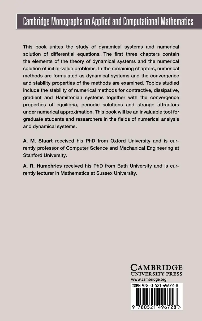 Rückseite: 9780521496728 | Dynamical Systems and Numerical Analysis | A. M. Stuart (u. a.) | Buch