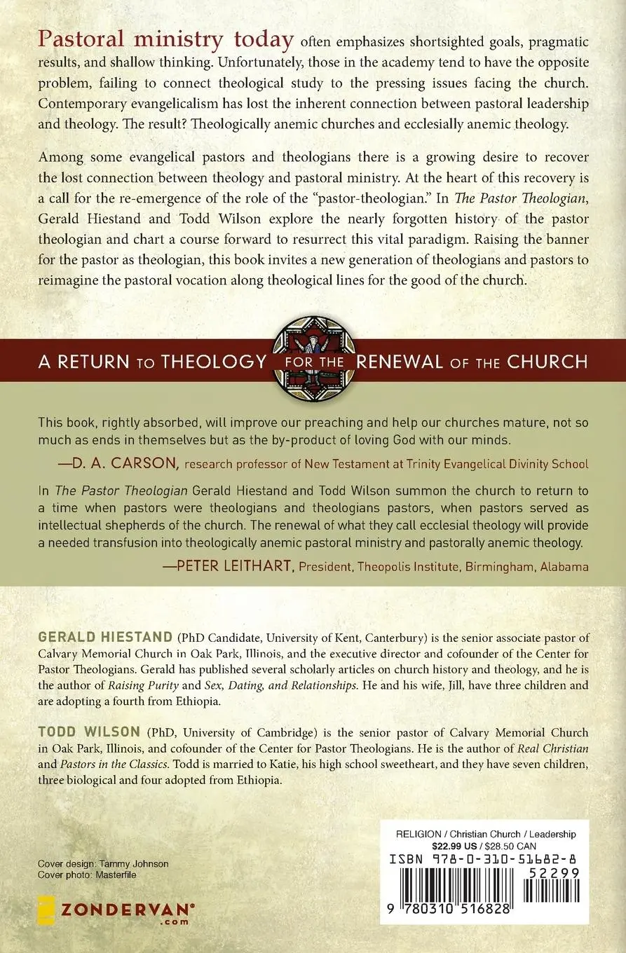 Rückseite: 9780310516828 | The Pastor Theologian | Resurrecting an Ancient Vision | Taschenbuch