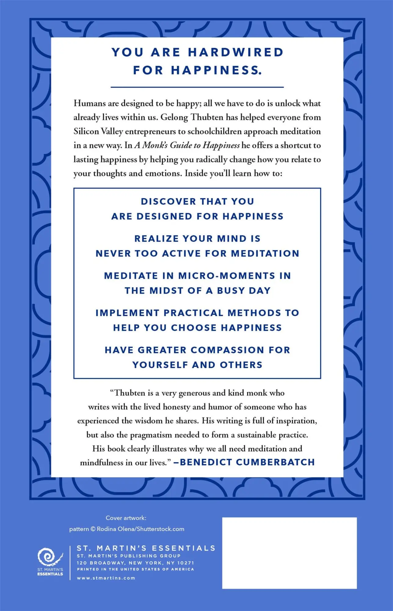 Rückseite: 9781250266828 | Monk's Guide to Happiness | Gelong Thubten | Buch | Gebunden | 2020