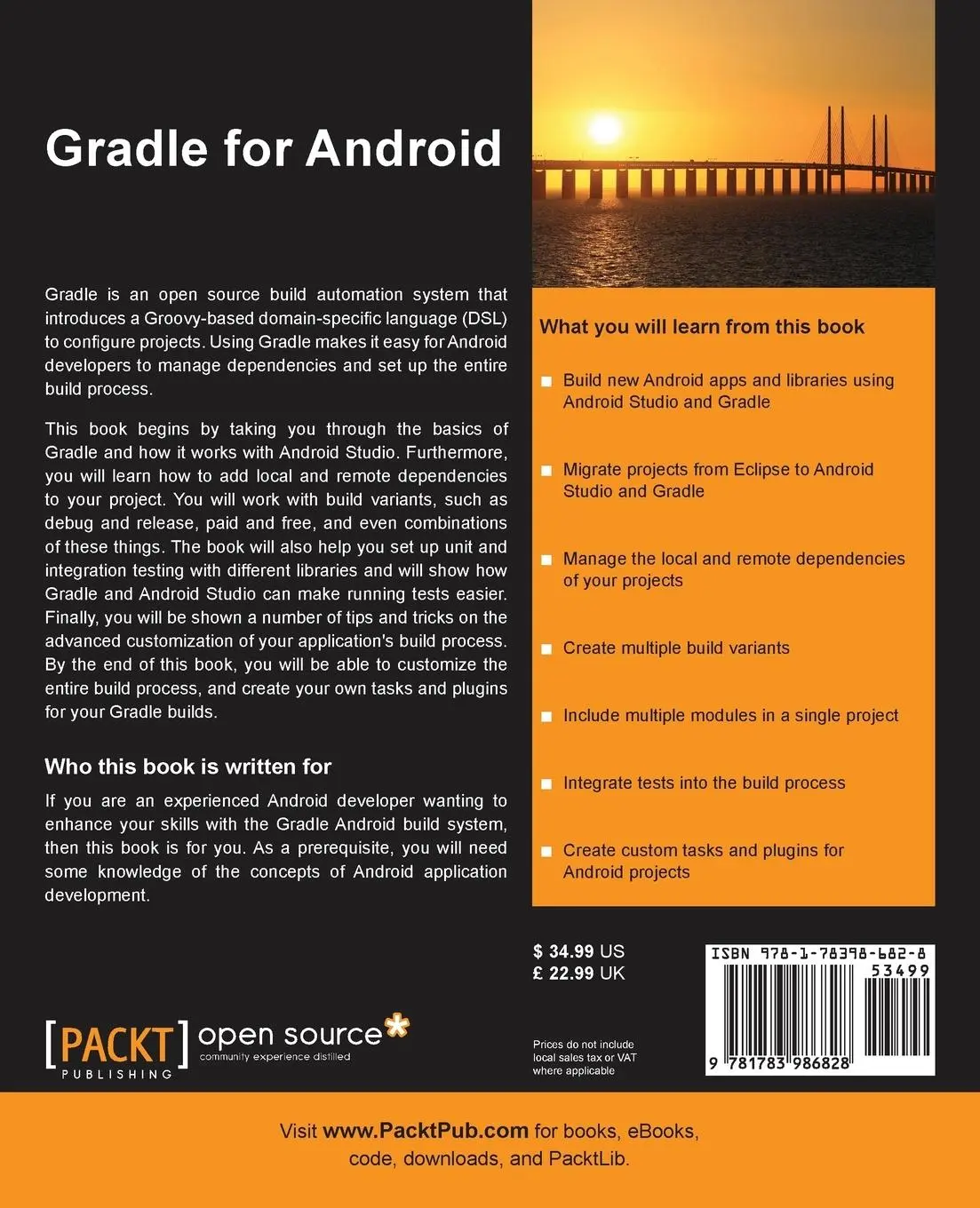 Rückseite: 9781783986828 | Gradle for Android | Kevin Pelgrims | Taschenbuch | Englisch | 2015