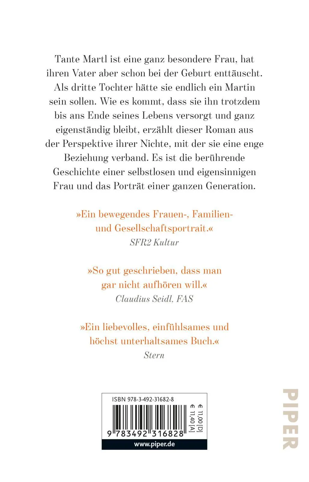 Rückseite: 9783492316828 | Tante Martl | Roman | Ursula März | Taschenbuch | 192 S. | Deutsch
