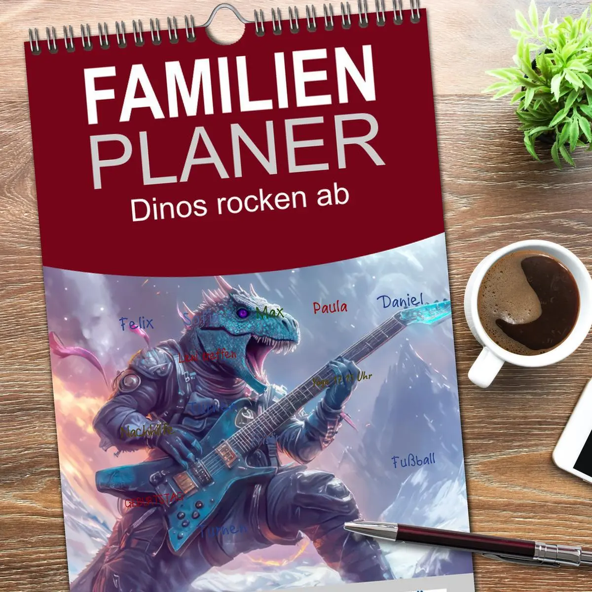 Bild: 9783516616828 | Familienplaner 2026 - Dinos rocken ab mit 5 Spalten (Wandkalender,...