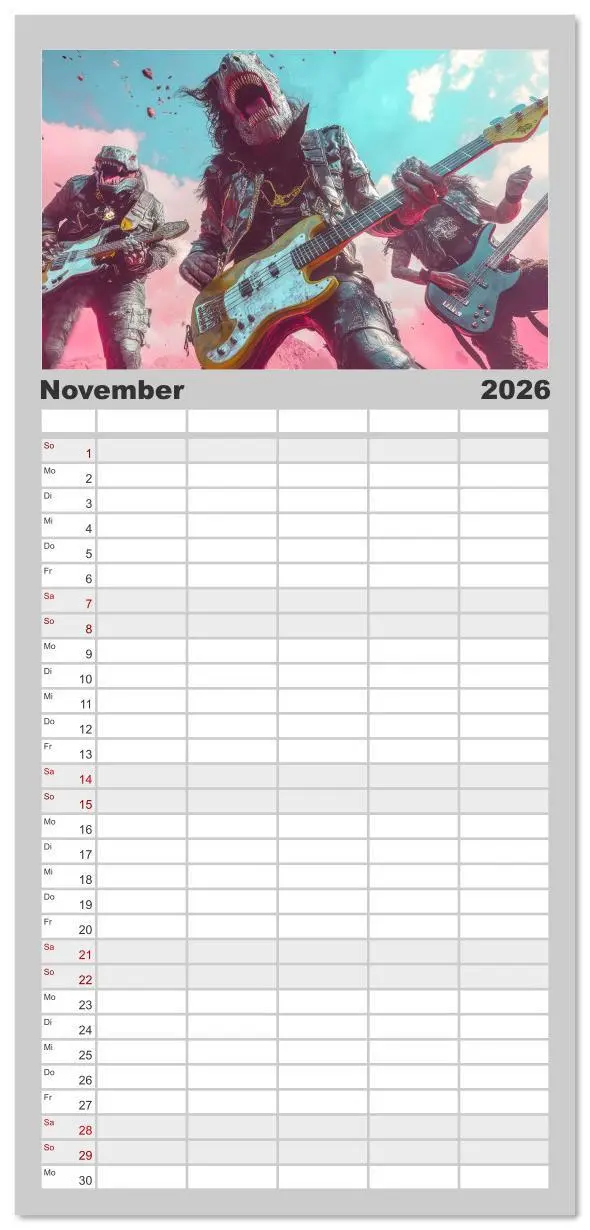 Bild: 9783516616828 | Familienplaner 2026 - Dinos rocken ab mit 5 Spalten (Wandkalender,...