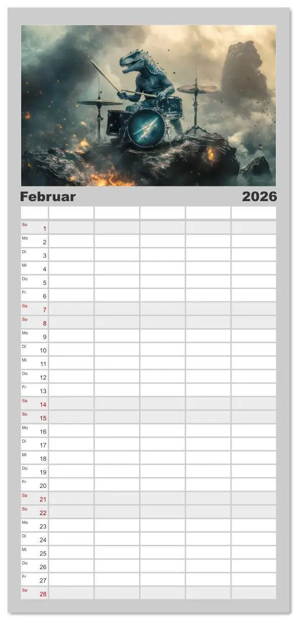 Bild: 9783516616828 | Familienplaner 2026 - Dinos rocken ab mit 5 Spalten (Wandkalender,...