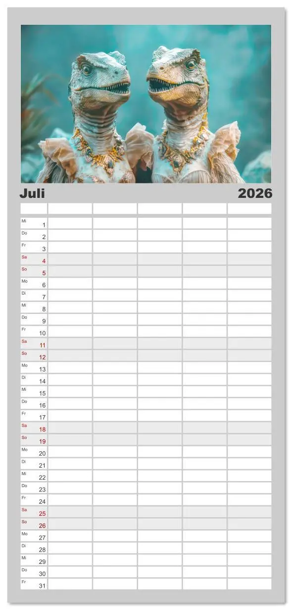 Bild: 9783516616828 | Familienplaner 2026 - Dinos rocken ab mit 5 Spalten (Wandkalender,...