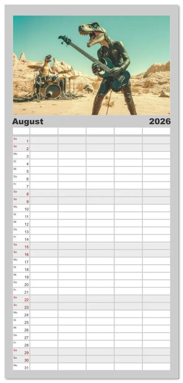 Bild: 9783516616828 | Familienplaner 2026 - Dinos rocken ab mit 5 Spalten (Wandkalender,...