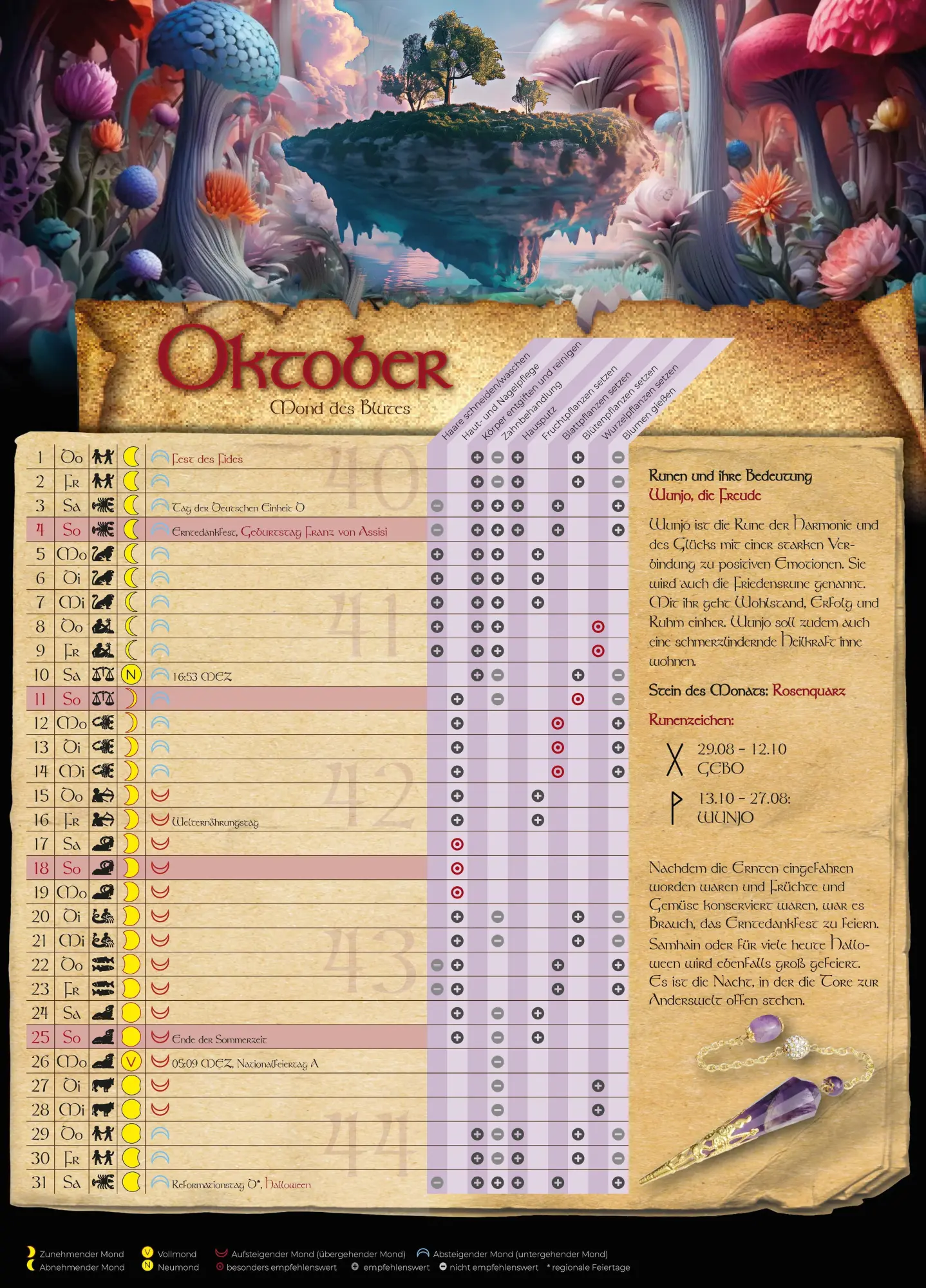 Bild: 9783982606828 | Mystik Kalender 2026 | Die Kraft der Kräuter im Alltag nutzen | Bunz