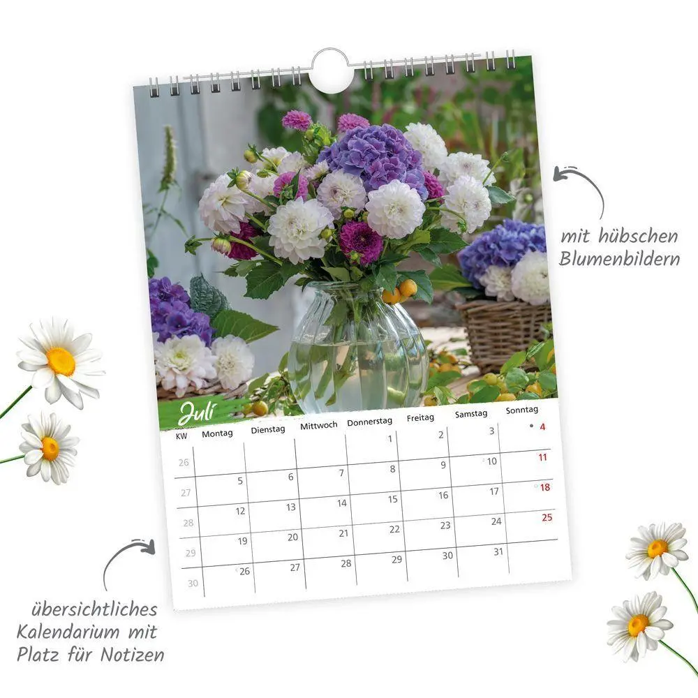 Bild: 9783988026828 | TRÖTSCH - Notizkalender zum Hängen Blumen 2027 | KG | Kalender | 24 S.