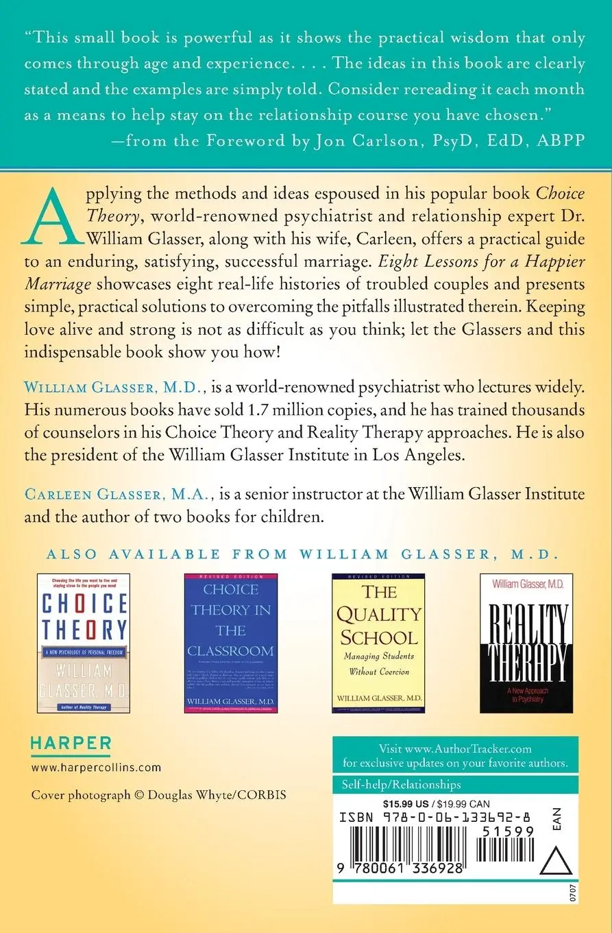 Rückseite: 9780061336928 | Eight Lessons for a Happier Marriage | Carleen Glasser (u. a.) | Buch