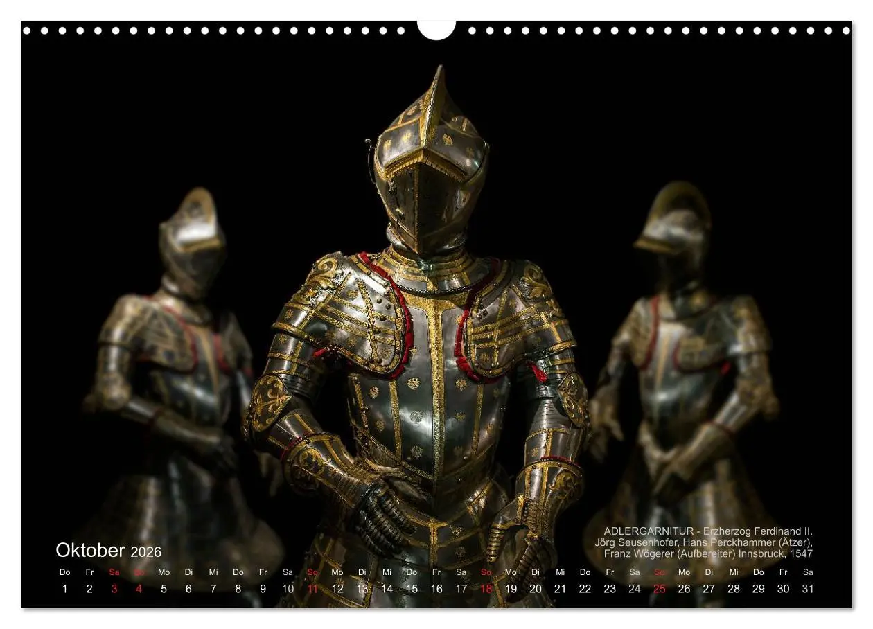 Bild: 9783457957028 | Historische Rüstungen und Waffen (Wandkalender 2026 DIN A3 quer),...