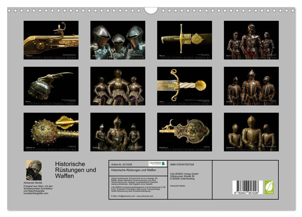 Bild: 9783457957028 | Historische Rüstungen und Waffen (Wandkalender 2026 DIN A3 quer),...