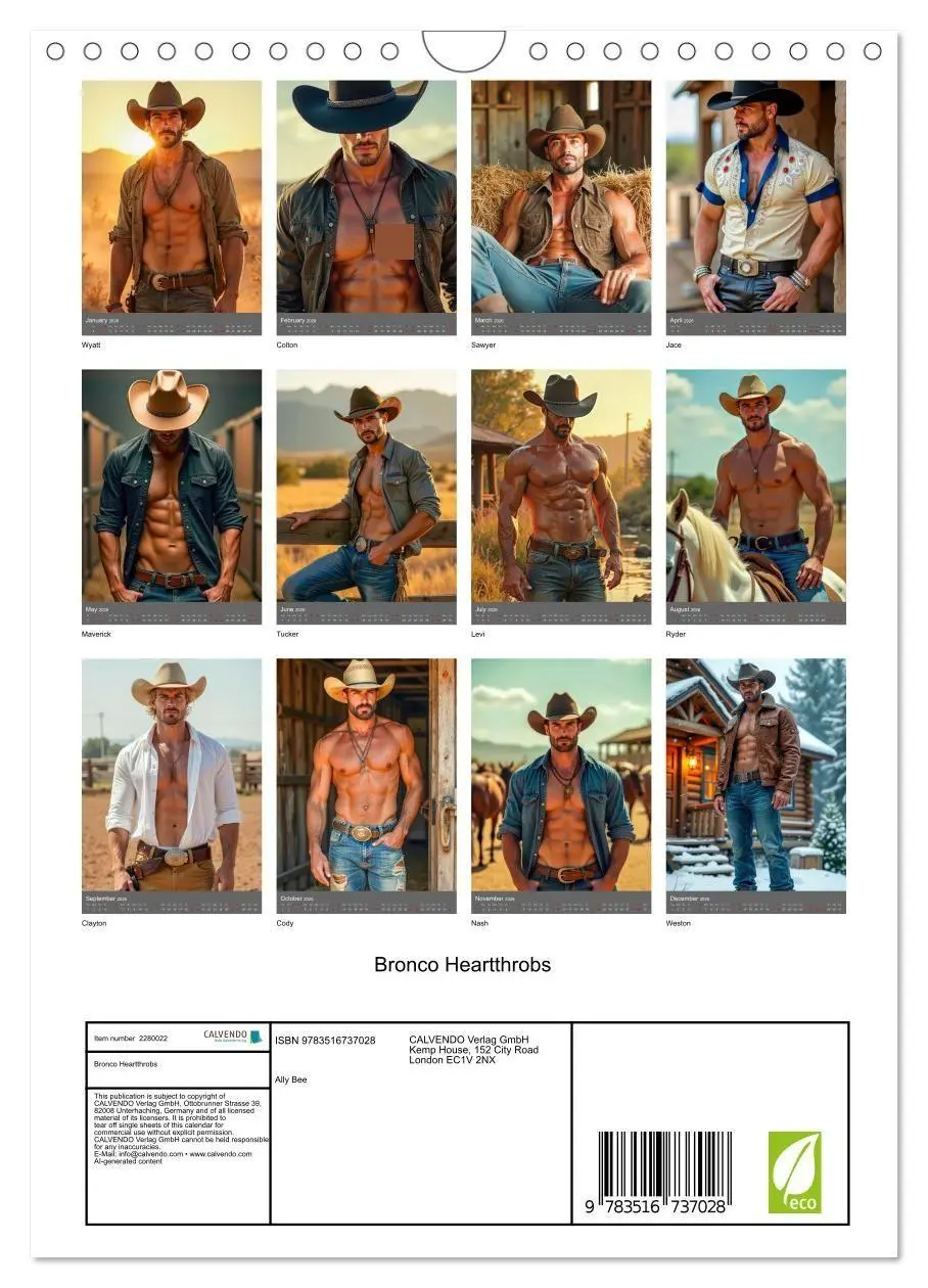 Bild: 9783516737028 | Bronco Heartthrobs (Wall Calendar 2026 DIN A4 portrait), CALVENDO...