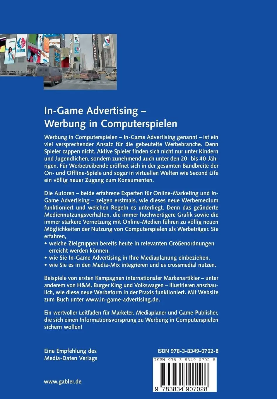 Rückseite: 9783834907028 | In-Game Advertising - Werbung in Computerspielen | Stammermann (u. a.)