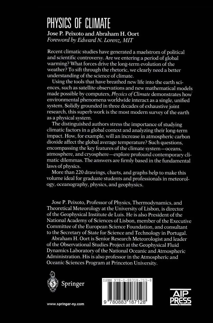 Rückseite: 9780883187128 | Physics of Climate | Abraham H. Oort (u. a.) | Buch | xxxix | Englisch