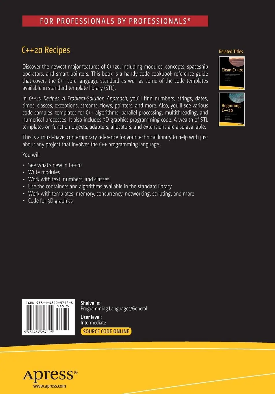 Rückseite: 9781484257128 | C++20 Recipes | A Problem-Solution Approach | Browning (u. a.) | Buch