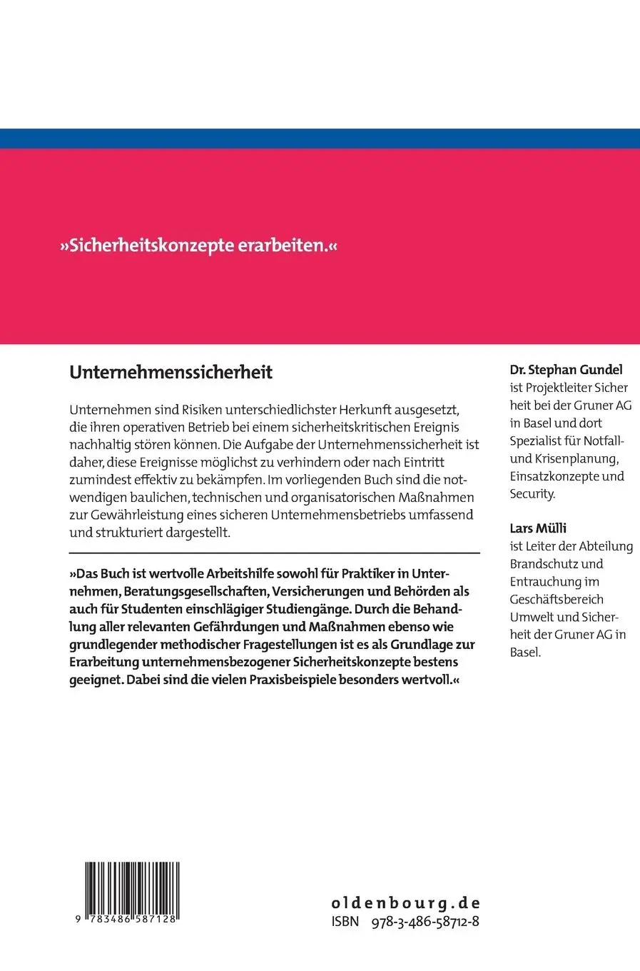 Rückseite: 9783486587128 | Unternehmenssicherheit | Lars Mülli (u. a.) | Buch | IX | Deutsch