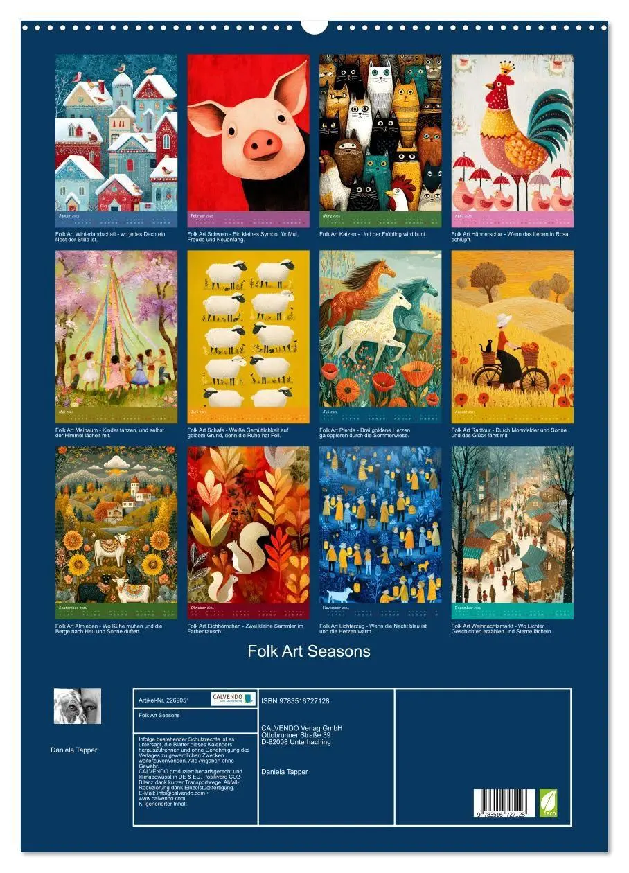 Bild: 9783516727128 | Folk Art Seasons (Wandkalender 2026 DIN A2 hoch), CALVENDO...