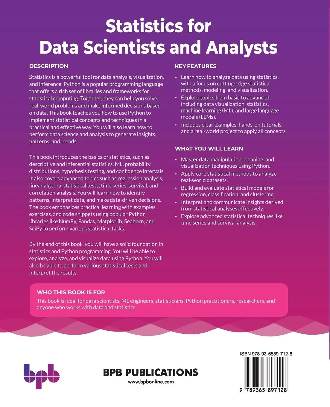 Rückseite: 9789365897128 | Statistics for Data Scientists and Analysts | Dipendra Pant (u. a.)
