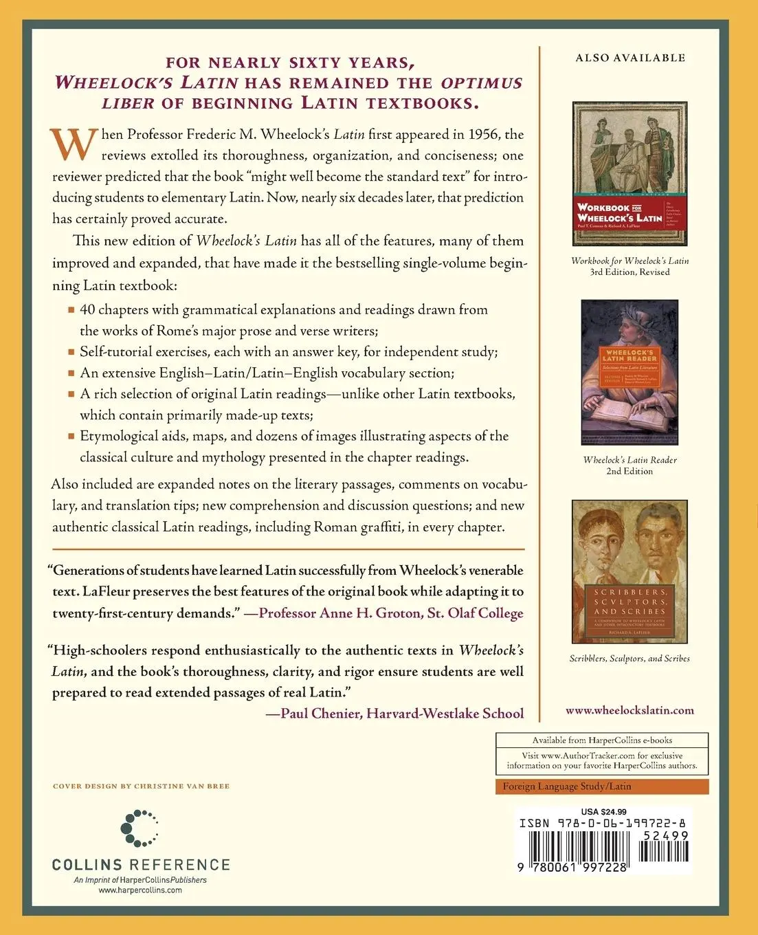 Rückseite: 9780061997228 | Wheelock's Latin, 7th Edition (Revised) | Frederic M Wheelock (u. a.)