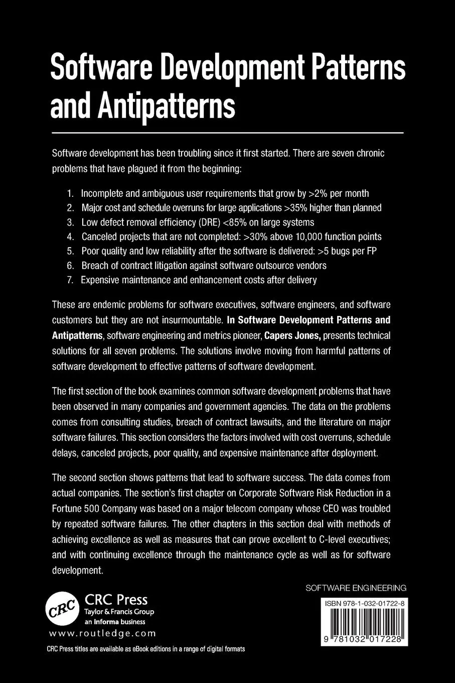 Rückseite: 9781032017228 | Software Development Patterns and Antipatterns | Capers Jones | Buch