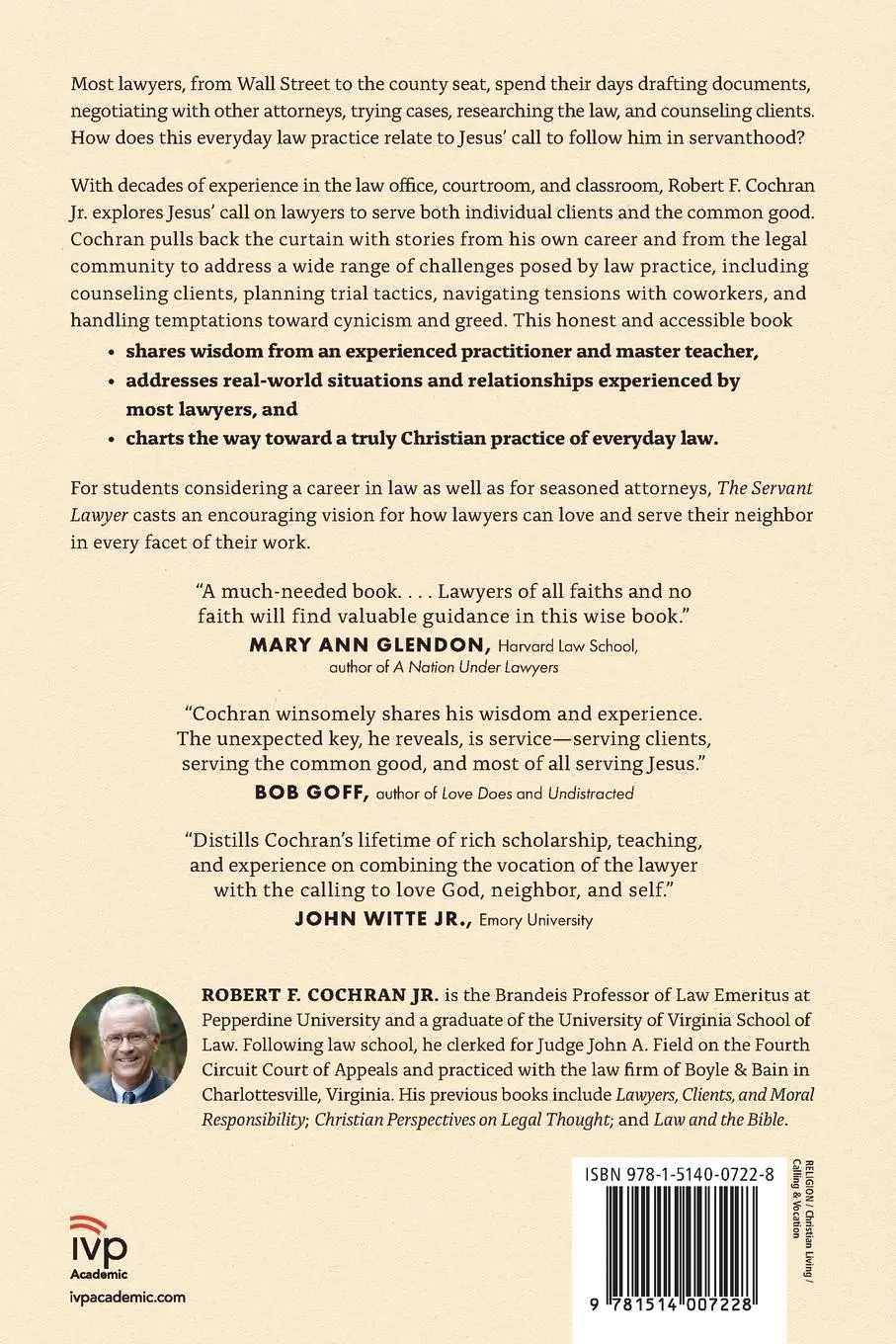 Rückseite: 9781514007228 | The Servant Lawyer | Robert F. Cochran | Taschenbuch | Englisch | 2024