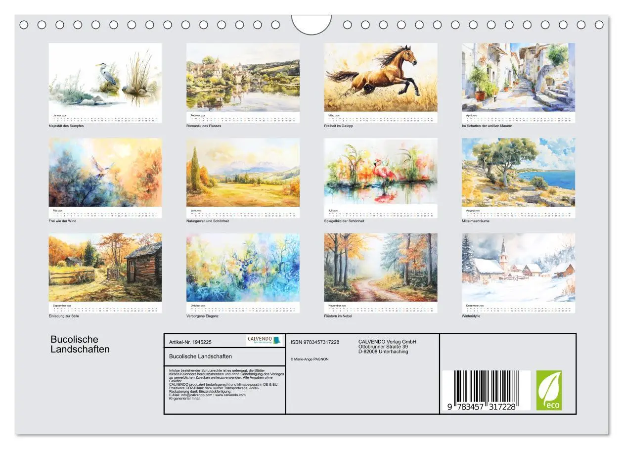 Bild: 9783457317228 | Bucolische Landschaften (Wandkalender 2026 DIN A4 quer), CALVENDO...