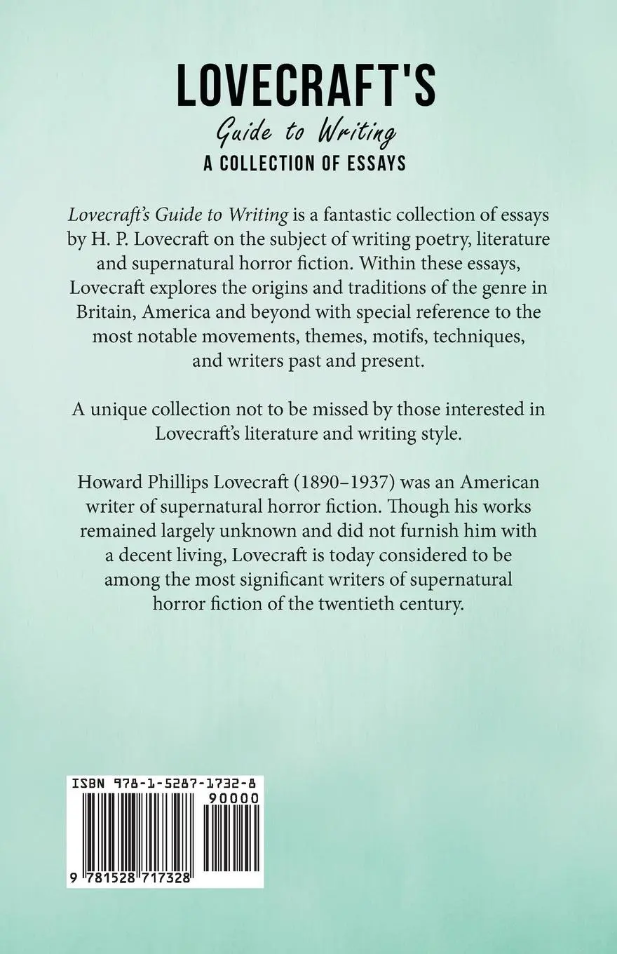 Rückseite: 9781528717328 | Lovecraft's Guide to Writing;A Collection of Essays | H. P. Lovecraft