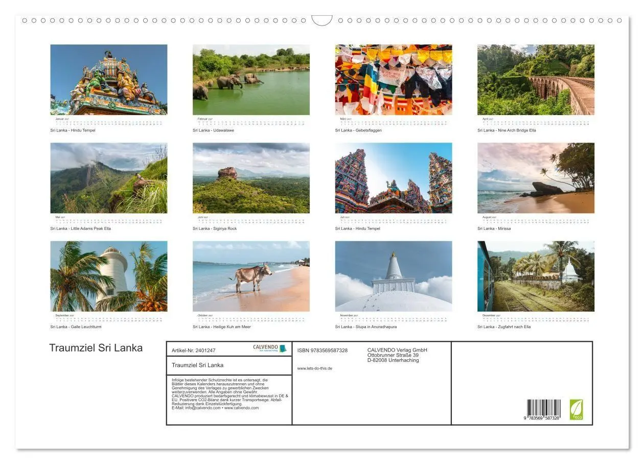 Bild: 9783569587328 | Traumziel Sri Lanka (Wandkalender 2027 DIN A2 quer), CALVENDO...