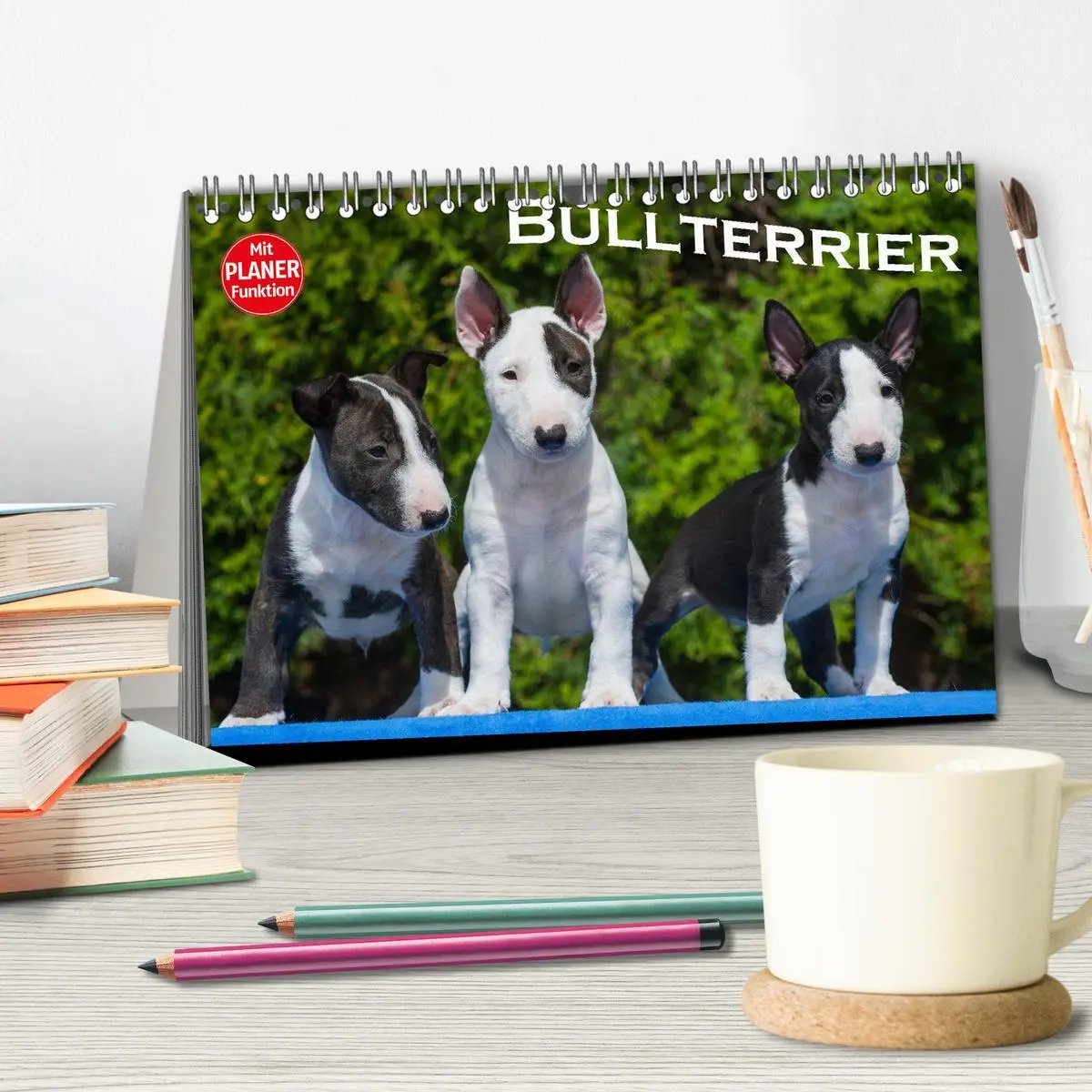 Bild: 9783516007428 | Bullterrier (Tischkalender 2026 DIN A5 quer), CALVENDO Monatskalender