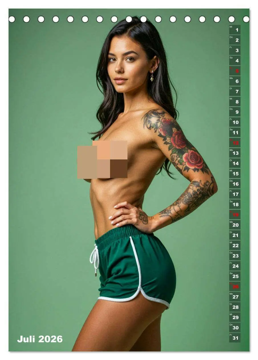 Bild: 9783516627428 | NACKTE BRÜSTE - Unzensierte Frauen mit Tattoo (Tischkalender 2026...
