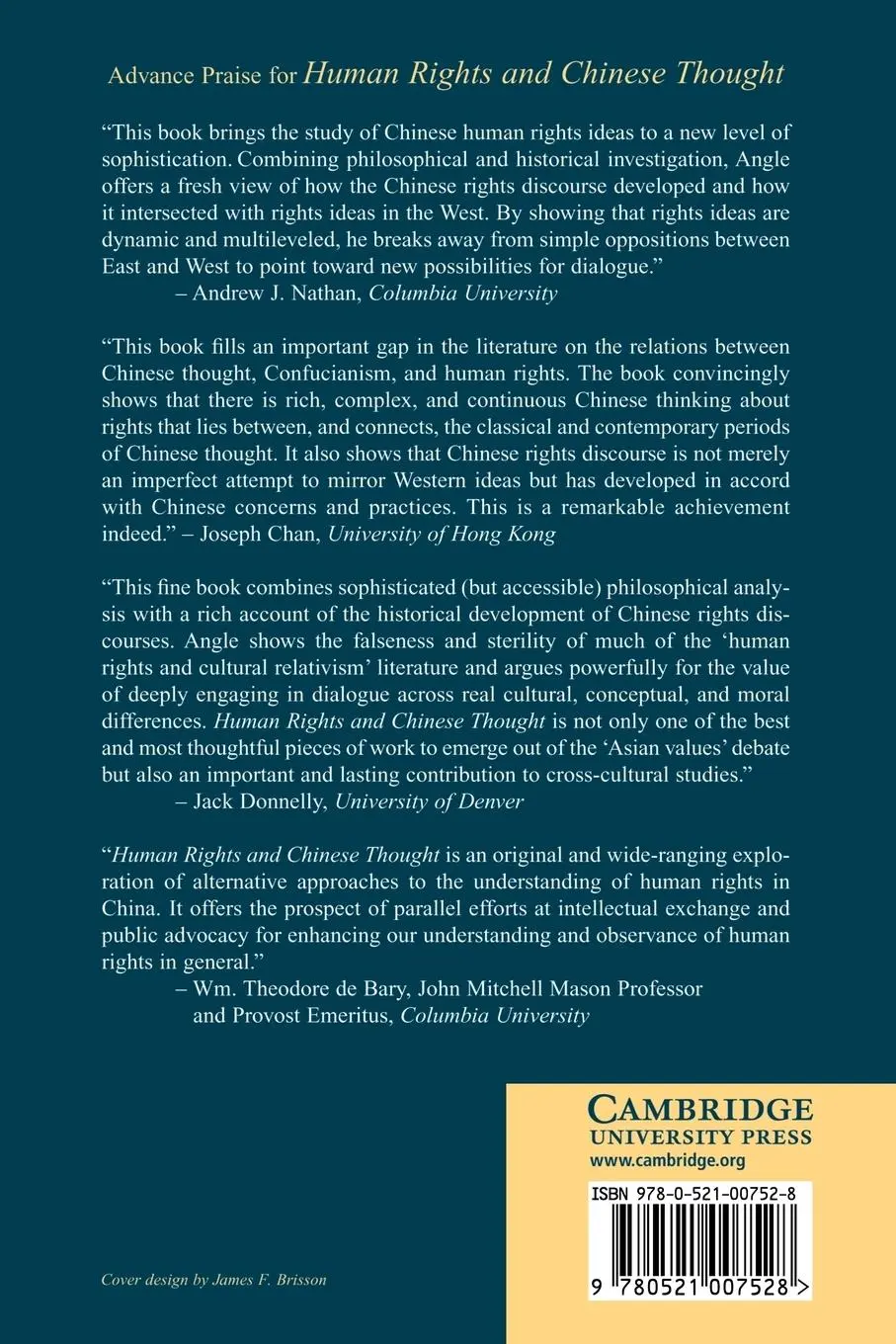 Rückseite: 9780521007528 | Human Rights and Chinese Thought | A Cross-Cultural Inquiry | Angle