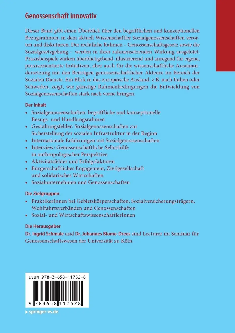 Rückseite: 9783658117528 | Genossenschaft innovativ | Johannes Blome-Drees (u. a.) | Taschenbuch
