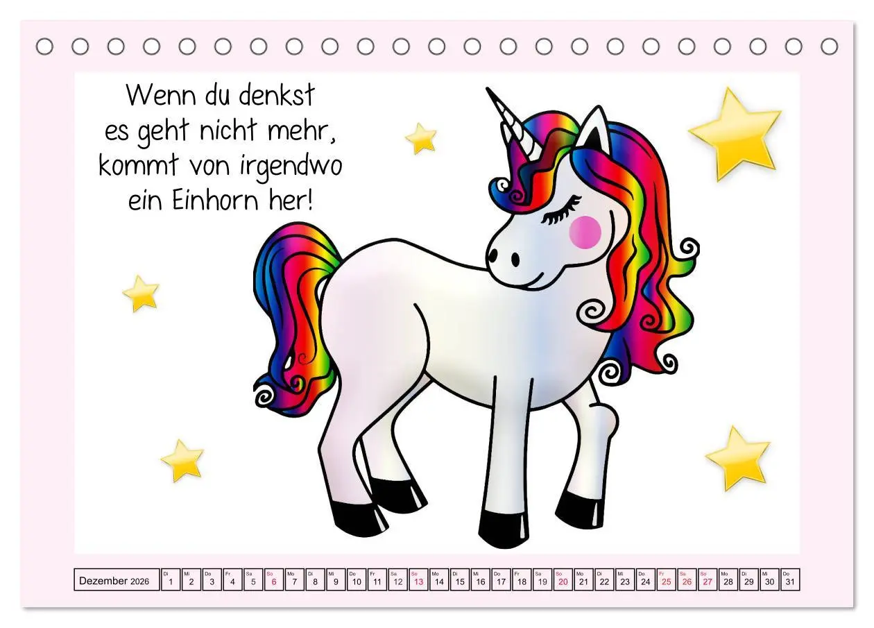 Bild: 9783457757628 | Unicorns. Einhorn-Sprüche und Weisheiten! (Tischkalender 2026 DIN...