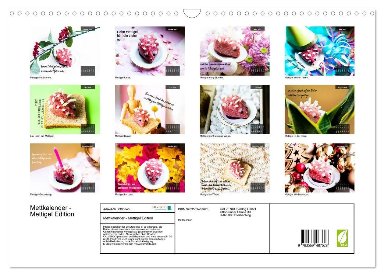 Bild: 9783569487628 | Mettkalender - Mettigel Edition (Wandkalender 2027 DIN A3 quer),...