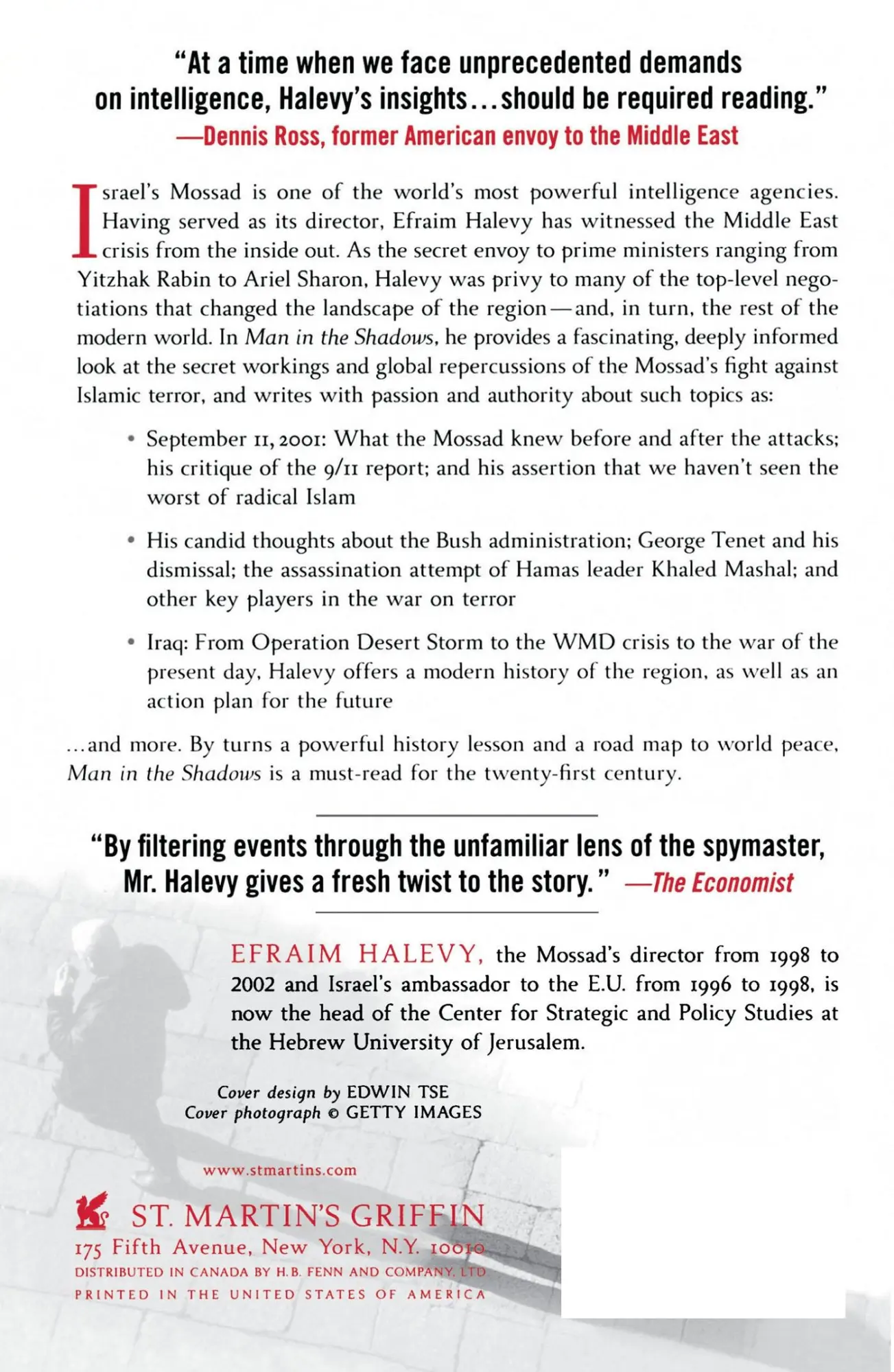 Rückseite: 9780312337728 | Man in the Shadows | Efraim Halevy | Taschenbuch | Englisch | 2000