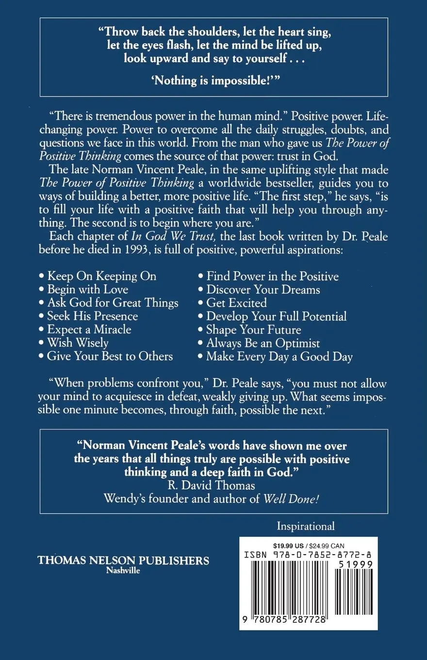 Rückseite: 9780785287728 | A In God We Trust | A Positive Faith for Troubled Times | Peale | Buch