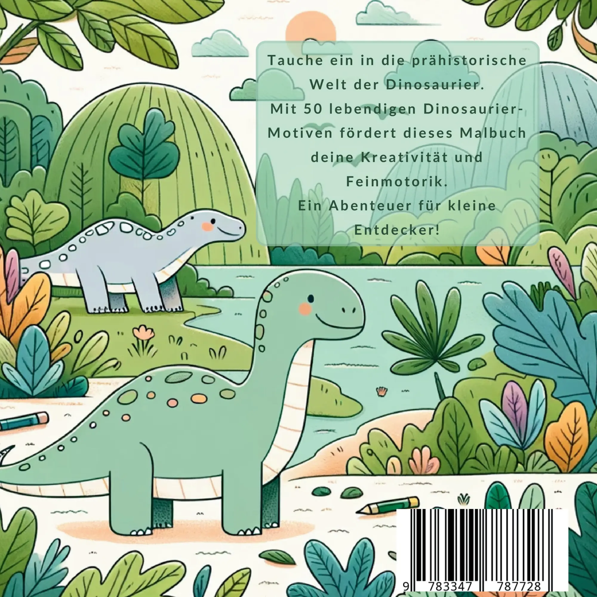 Rückseite: 9783347787728 | Dinosaurier Malbuch - Mein urzeitliches Malbuch | Lounge | Taschenbuch