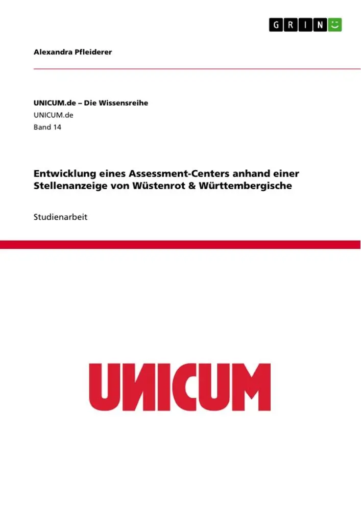 Cover: 9783656287728 | Entwicklung eines Assessment-Centers anhand einer Stellenanzeige...