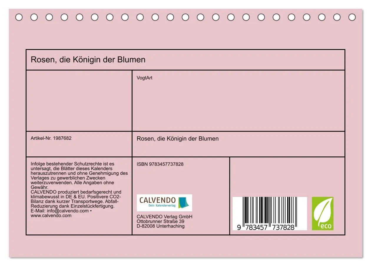 Bild: 9783457737828 | Rosen, die Königin der Blumen (Tischkalender 2026 DIN A5 quer),...