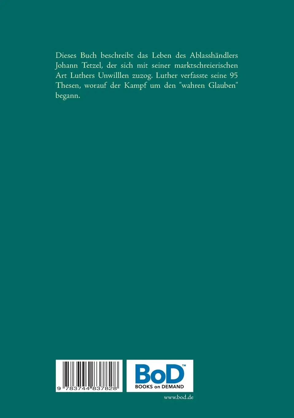 Rückseite: 9783744837828 | Mein Bruder, der Ablasshändler Johann Tetzel | Susanne Nitsch | Buch