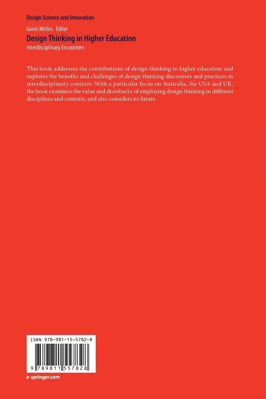 Rückseite: 9789811557828 | Design Thinking in Higher Education | Interdisciplinary Encounters | v