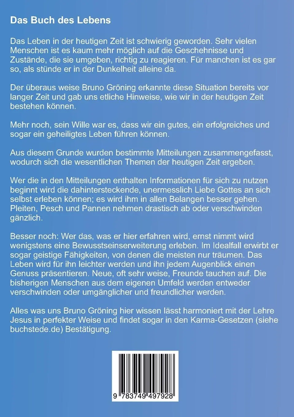 Rückseite: 9783749497928 | Bruno Gröning - Das Buch des Lebens | 153 Themen zur Orientierung