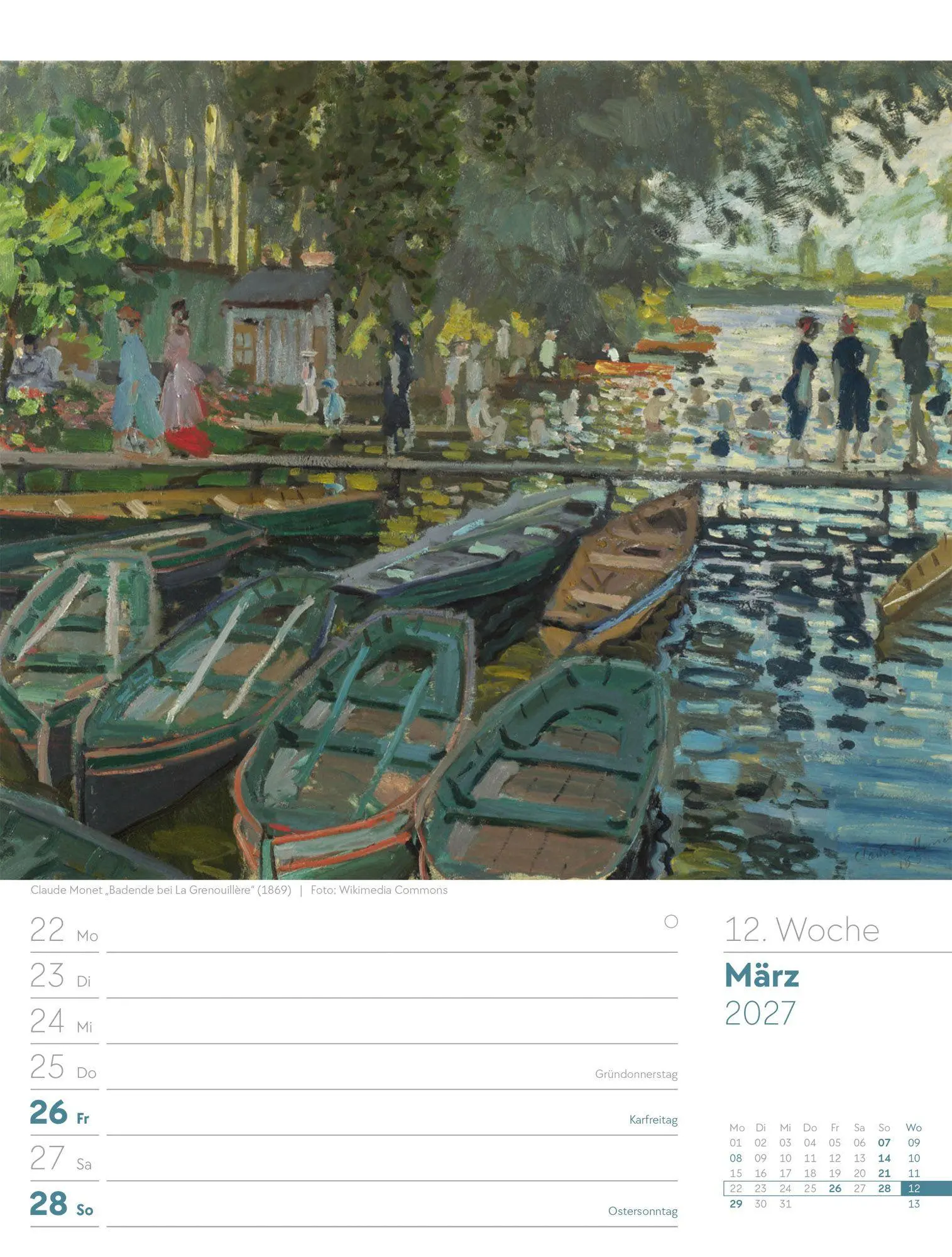 Bild: 9783838427928 | Kunstwelt Wochenplaner Kalender 2027 Impressionismus und Klassische...