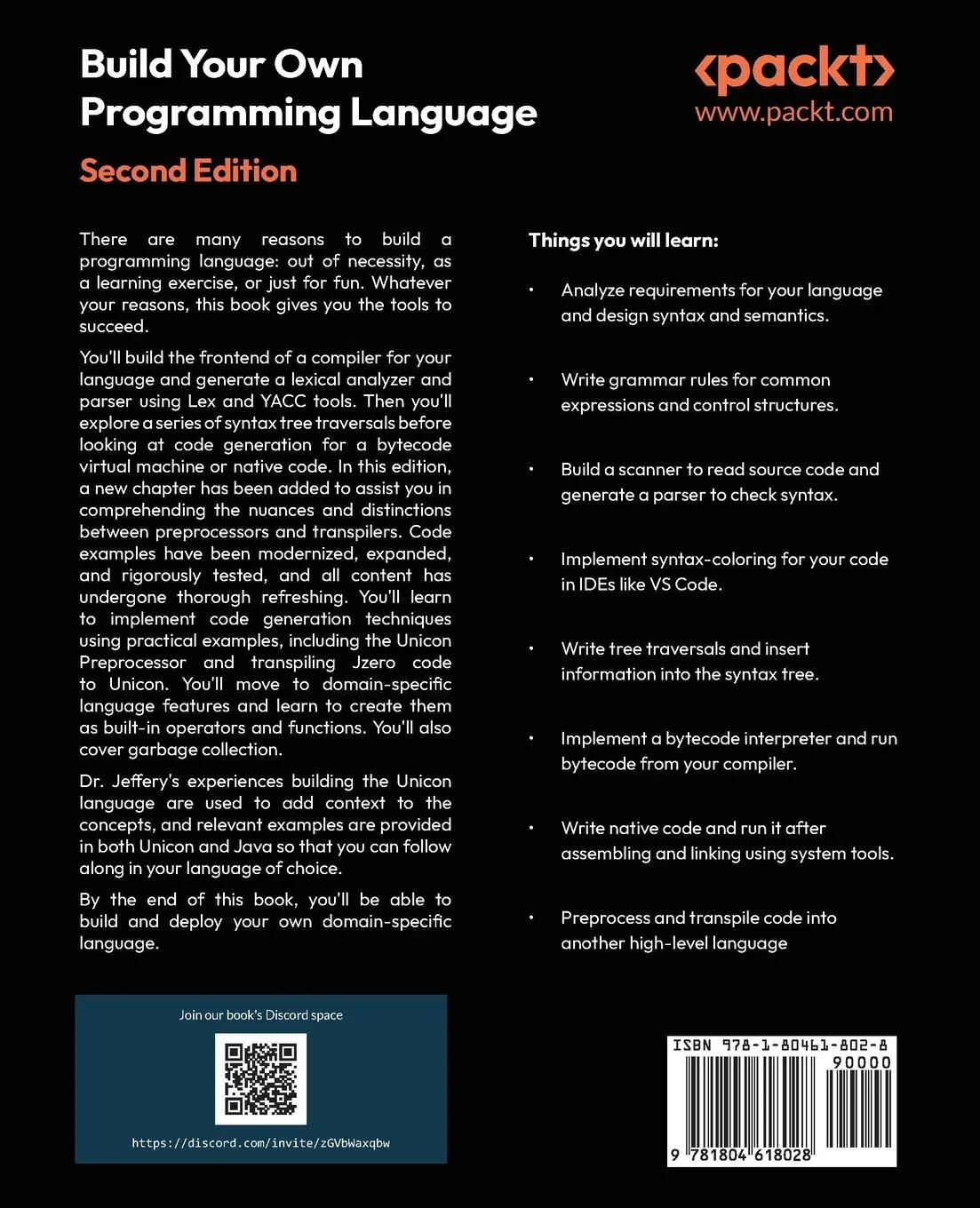 Rückseite: 9781804618028 | Build your own Programming Language - Second Edition | Jeffery (u. a.)
