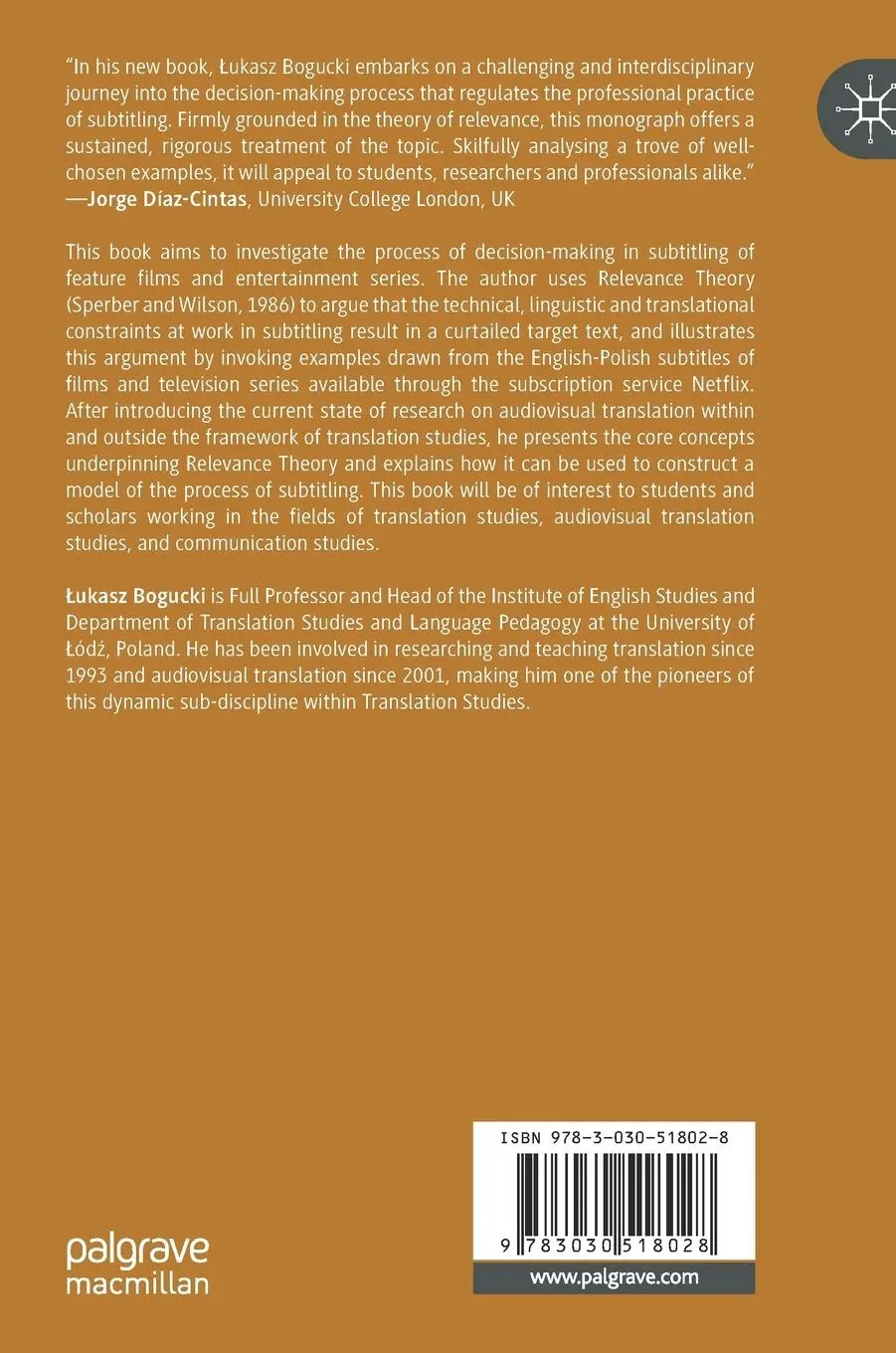 Rückseite: 9783030518028 | A Relevance-Theoretic Approach to Decision-Making in Subtitling | Buch