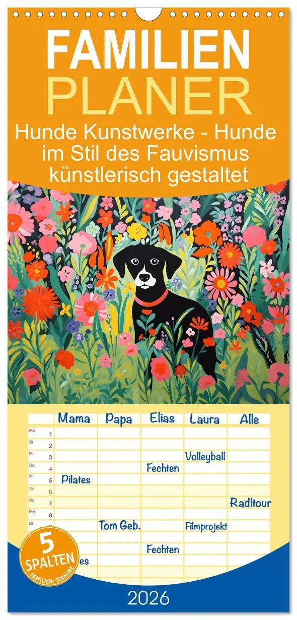 Cover: 9783516498028 | Familienplaner 2026 - Hunde Kunstwerke - Hunde im Stil des...
