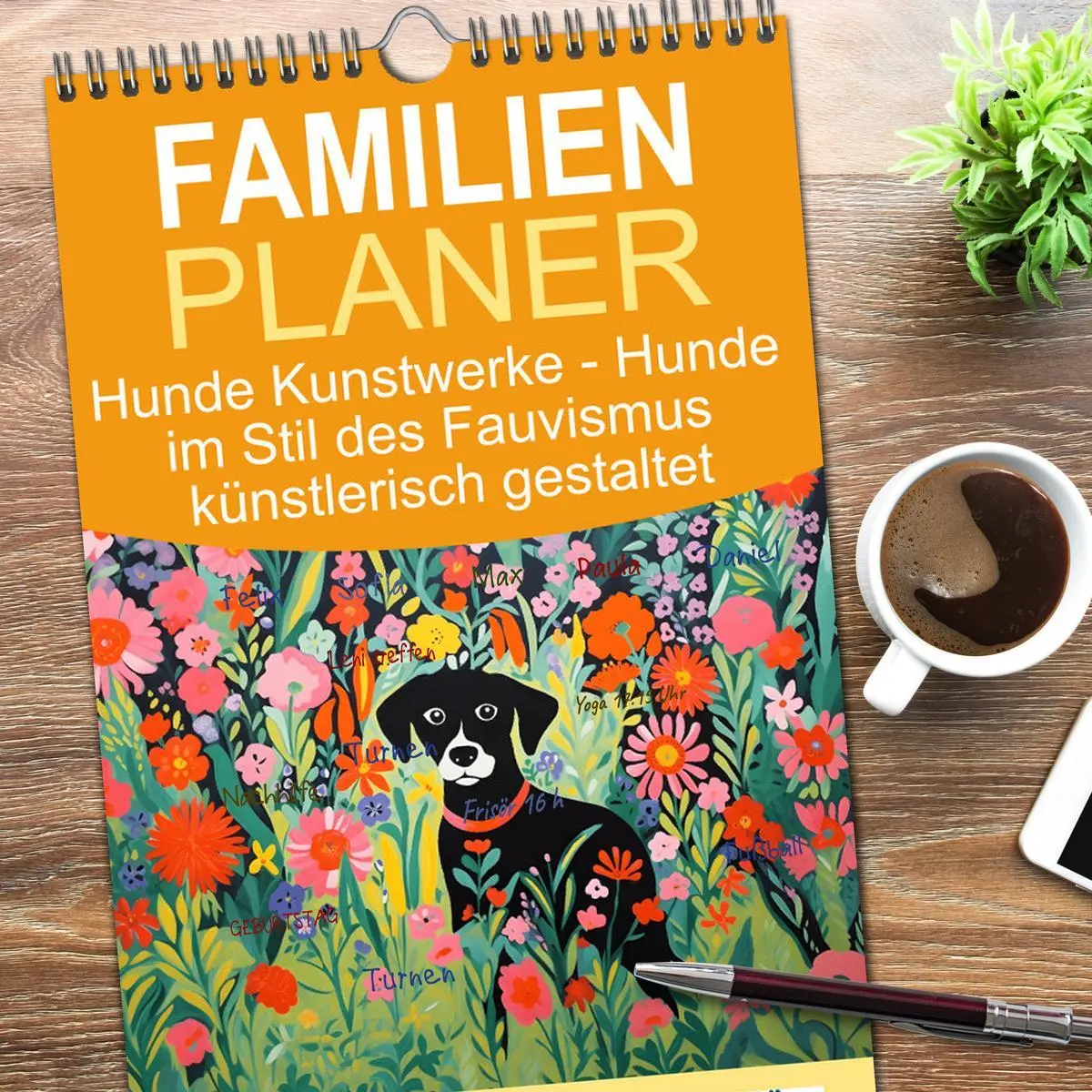 Bild: 9783516498028 | Familienplaner 2026 - Hunde Kunstwerke - Hunde im Stil des...