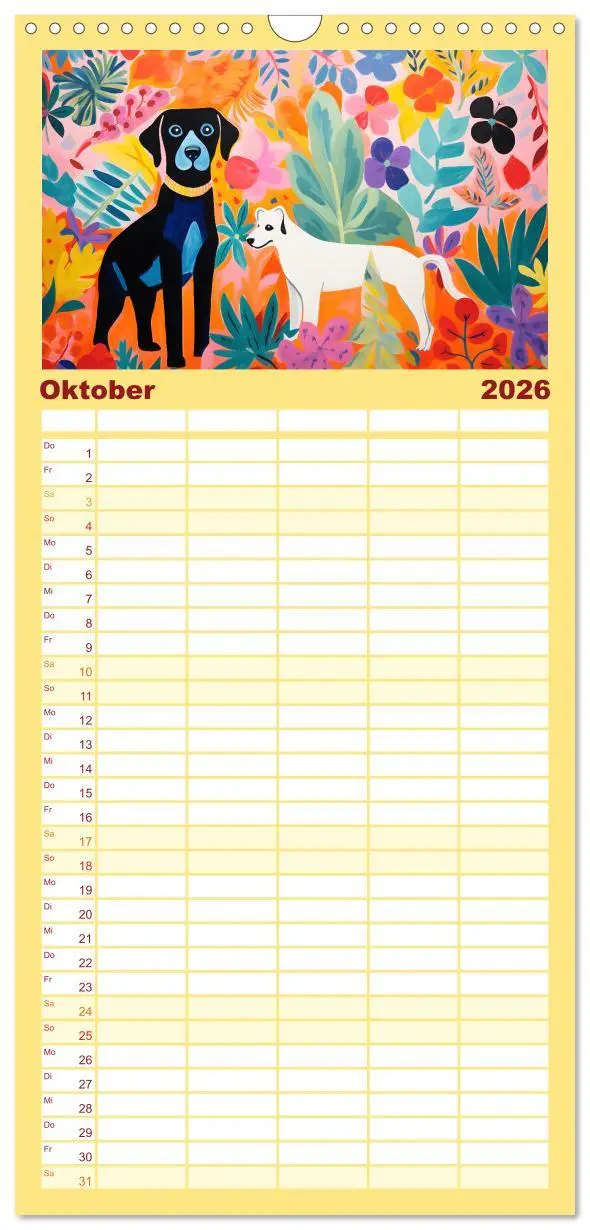 Bild: 9783516498028 | Familienplaner 2026 - Hunde Kunstwerke - Hunde im Stil des...